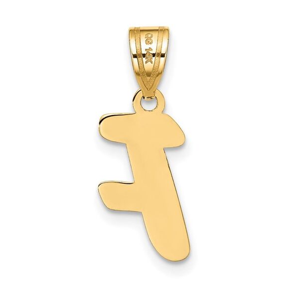 Kazi Luxury 14k Yellow Gold Polished Script Letter F Initial Pendant - Picture 3 of 4